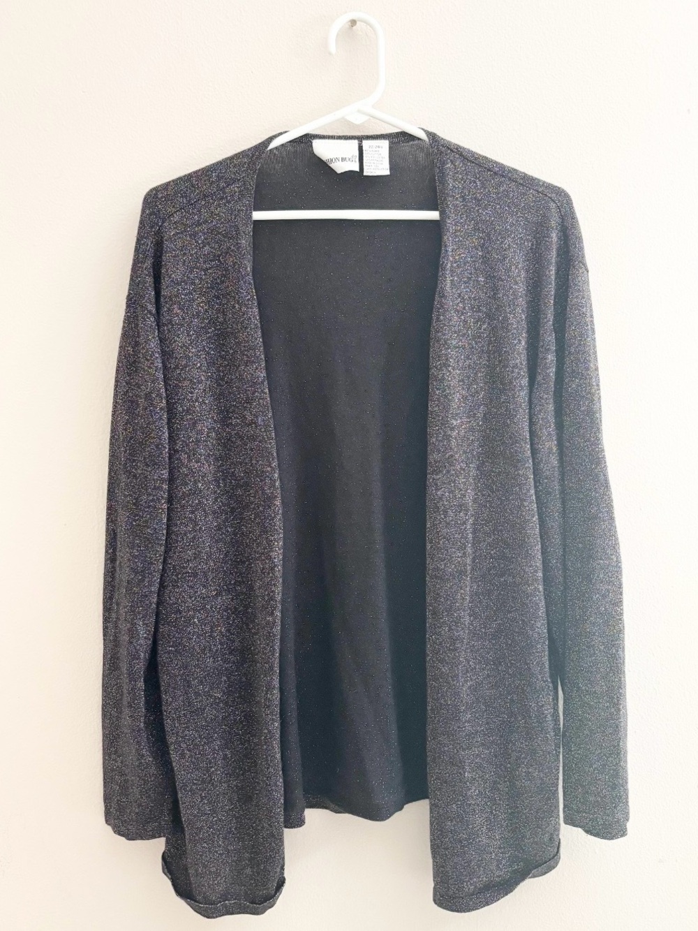 5/$15 🩷 Fashion Bug Plus Size Black Metallic Open-Front Cardigan